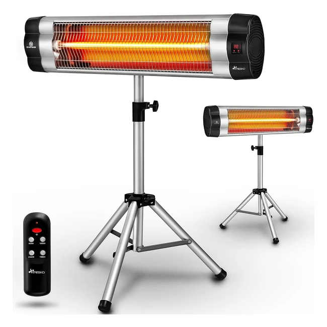 Tresko Infrarot Heizstrahler 2500W mit Fernbedienung - Wärmestrahler elektrisch mit 3 Heizstufen