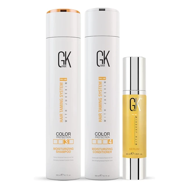 GK Hair Shampoo e Balsamo Idratante 101 fl oz/300ml con Siero Anti-Frizz all'Olio di Argan 169 fl oz/50ml - Riparazione Capelli Secchi Danneggiati