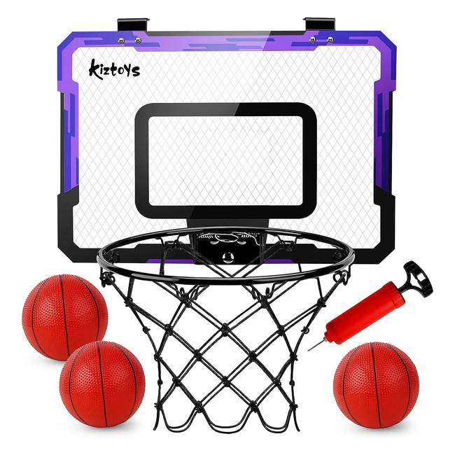 Kiztoys Basketball Hoop for Kids - Indoor Wall Mounted Toy Set with 3 Balls Net