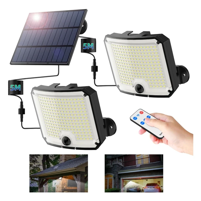 Lampada Solare Esterna 208LED 3 Modalità - Impermeabile IP67 - Telecomando - 180° Illuminazione