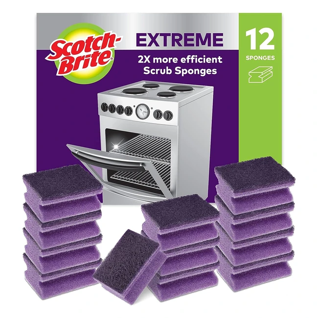 ScotchBrite Extreme Scrub Sponge - High Performance Scourer (12 Pieces)