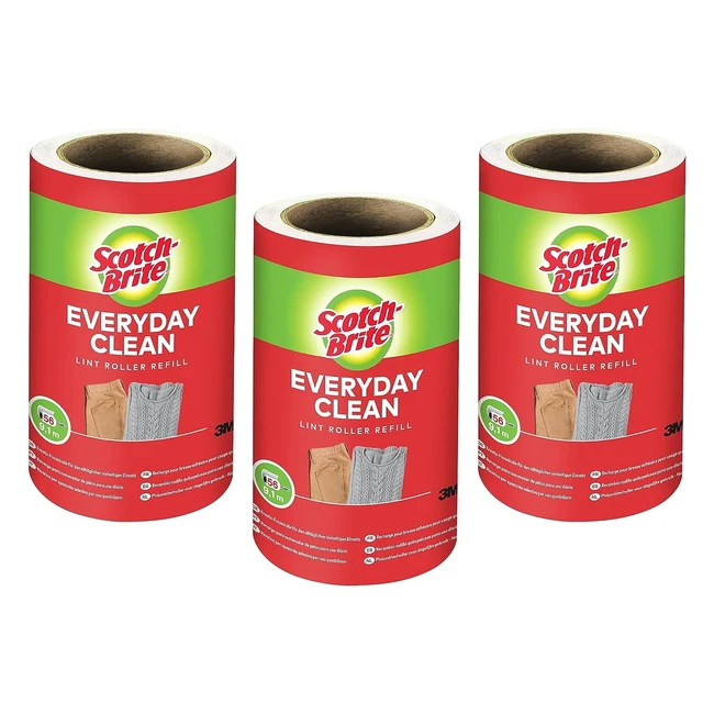 Recharge ScotchBrite Everyday Clean pour brosse adhésive - Élimine peluches, poils et débris - Référence XYZ