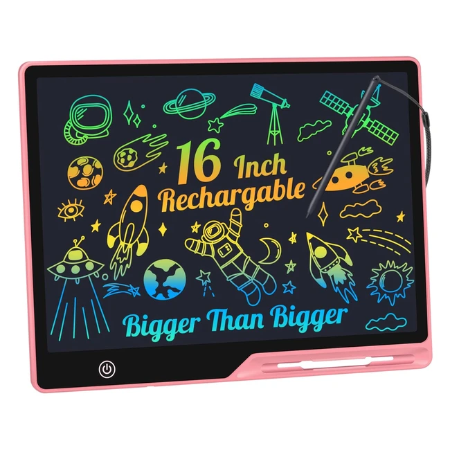 16 Inch LCD Writing Tablet - Colorful Screen - Rechargeable - Educational Toys - Portable Doodle Board - Christmas Gifts for Kids