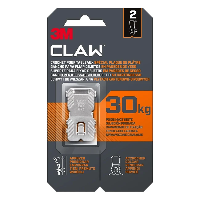 Gancio 3M per appendere quadri su cartongesso - Sostiene fino a 30 kg - Ideale per specchi e decorazioni