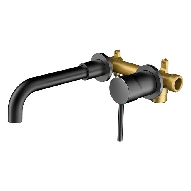 Robinet lavabo rotatif 360 encastré, mitigeur mural, eau chaude/froide, noir