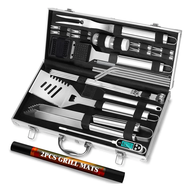 Romanticist 29pcs BBQ Grill Tool Set - Heavy Duty Stainless Steel Utensils Kit w