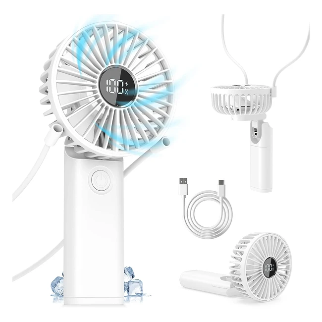 Ventilador de Mano Recargable Lureshine 3en1 - LED 6 Velocidades - 814 Horas de Duración Batería