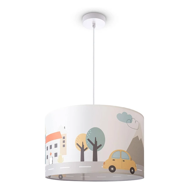 Paco Home Kinderzimmer Pendelleuchte Babyzimmer Hängelampe 25m Textilkabel Baum Straße Berg Jungen Mädchen E27