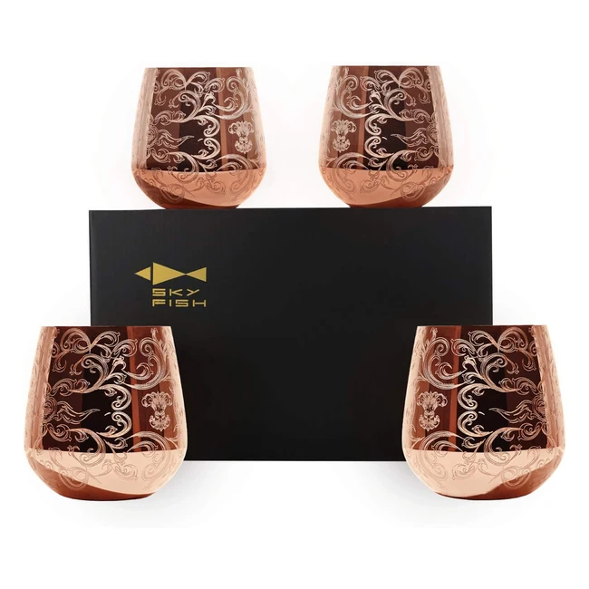 Bicchieri da vino in acciaio inossidabile Sky Fish - Set di 4 - Oro Rosa