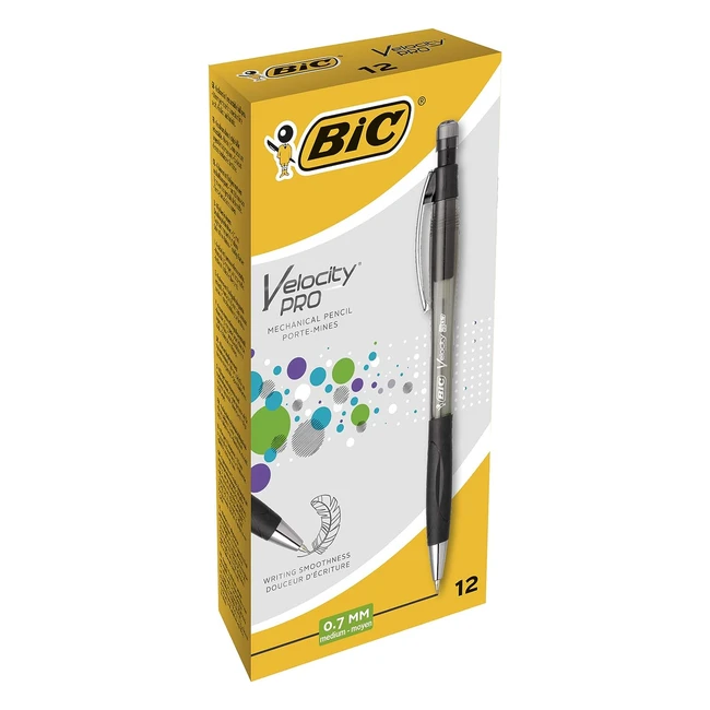 BIC Velocity Pro Mechanical Pencils - Refillable, 12 Pack, 3 HB Lead, 0.7mm - Black