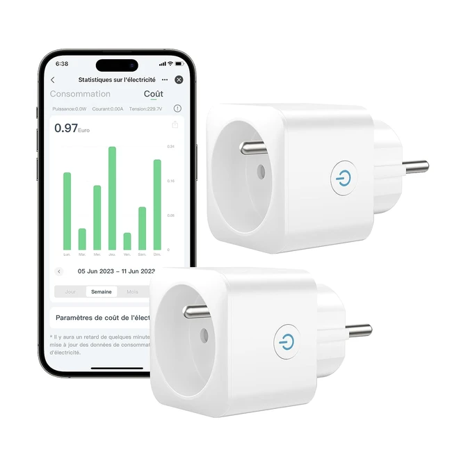 Prise Connectée WiFi Alexa - Contrôle Vocal, Programmable, Suivi de Consommation - 2pcs