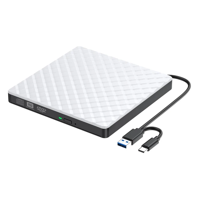 Slim External DVD Drive USB 30 CDDVD RW Burner for LaptopDesktop - Fast Data 