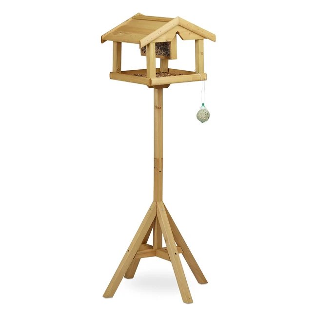 Casetta per uccelli Relaxdays 10020729 con supporto legno non trattato - HLP 117x50x50 cm