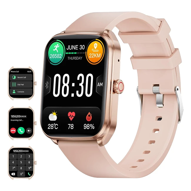 Montre connectée pour femmes Siemorl - Fitness tracker avec Bluetooth - Appel pour iOS Android - 193 - Smartwatch avec moniteur de sommeil - Fréquence cardiaque - 100 modes sport - Étanche IP68 - Chronomètre