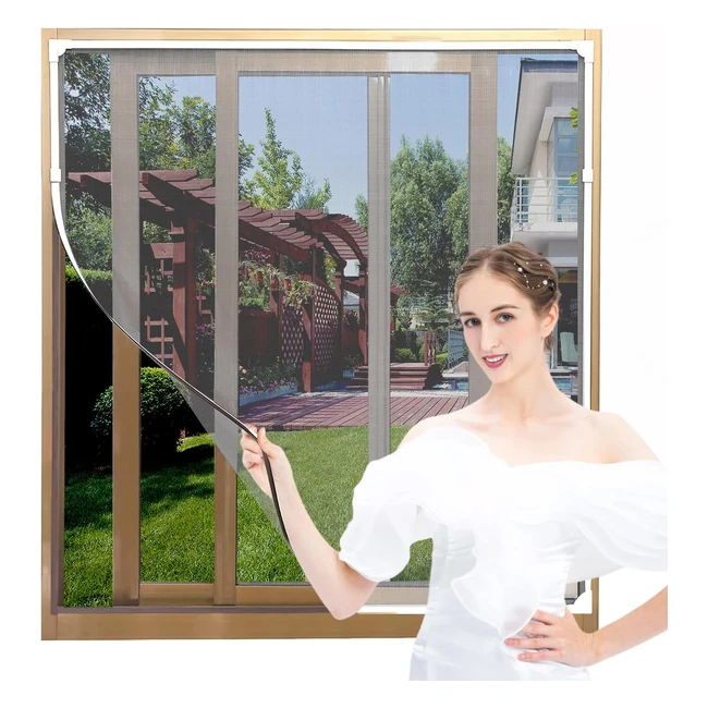 AMLOOPH Magnetic Window Fly Screens - Keep Bugs Out - DIY - White PVC Frames - Grey Fiberglass - Up to 120x185cm
