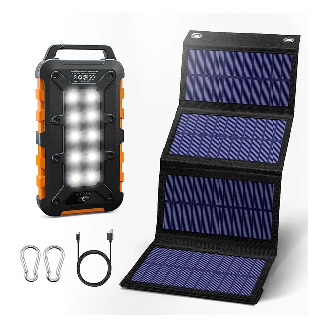 Powerbank Solare 20000mAh Pannello Solare Pieghevole 8W PD 15W QC30 USB C Ricarica Rapida 4 Uscite Batteria Esterna Caricabatterie Portatile