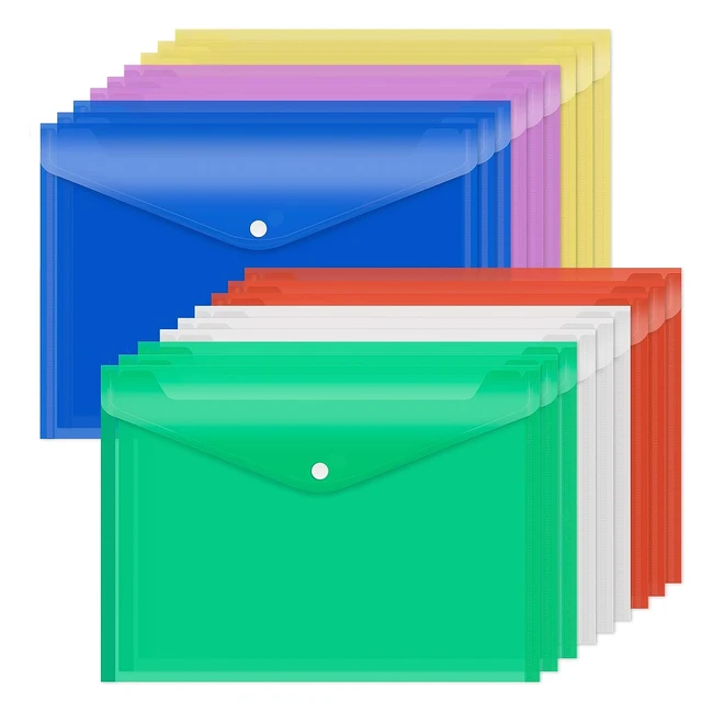 18 Packs Plastic Wallet Poly Envelopes A4 Clear File Bags - Durable and Waterproof - Document Organizers