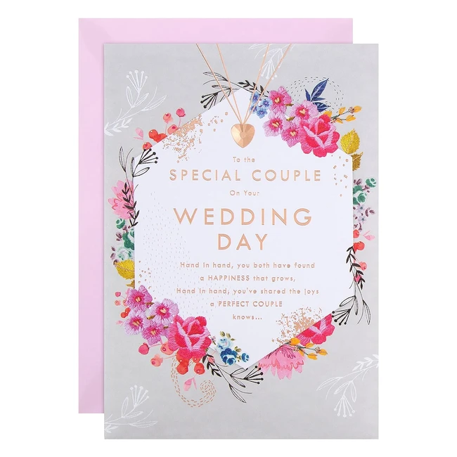 Carte de félicitations de mariage Hallmark pour couple spécial - Motif en relief avec attache et breloque