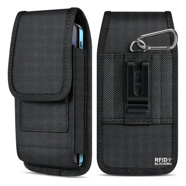 Custodia Verticale RFID Blocker per iPhone Samsung Xiaomi Moto - Nero