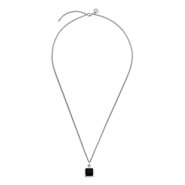 Purelei Night Halskette Silber wasserdichte Halskette für Herren mit quadrantischen Anhänger Edelstahl Halskette Geschenk für Herren