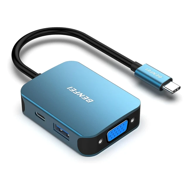 Adattatore USB C a HDMI VGA 3 in 1 Benfei - Compatibile con MacBook Pro Galaxy 