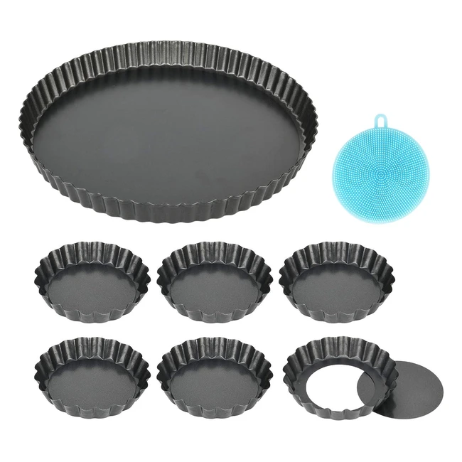 Kit 7 pezzi stampo crostata fondo amovibile antiaderente - Alta qualit