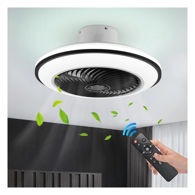 Lokunm Modern Ceiling Fans with Lights - Low Profile, Remote Control, Dimmable - 20 inch
