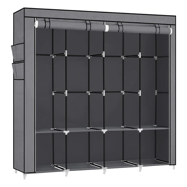 Songmics Clothes Wardrobe Portable Closet Garment Organiser Rack | Large Capacity | Grey