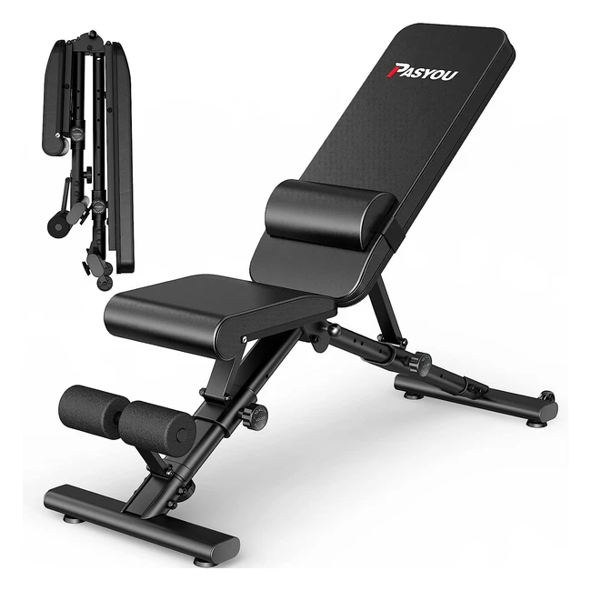 Pasyou Adjustable Weight Bench - Full Body Workout - Foldable Incline Decline Exercise Bench