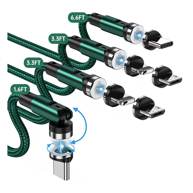 Cargador Magnético Móvil 4Pack - Cable Cargador USB 3 en 1 - Verde