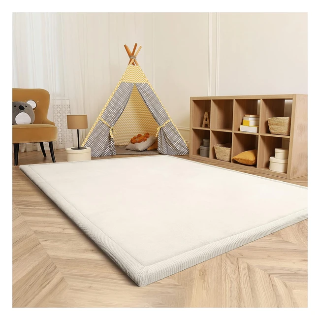 Paco Home Teppich Kinderzimmer | Rutschfest & Weich | Größe 140x200 cm | Farbe Creme