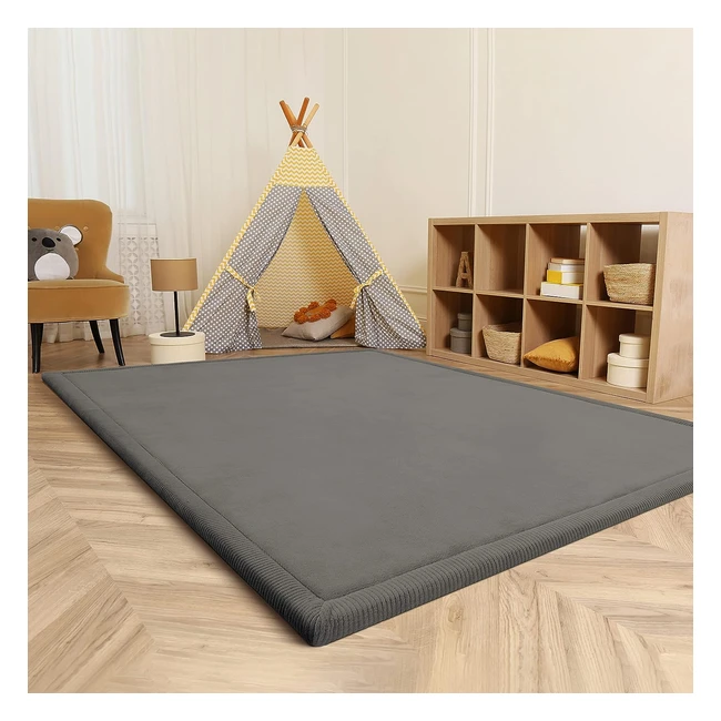 Paco Home Teppich Kinderzimmer | Spielteppich | Rutschfest | Weich | Größe 120x160 cm | Farbe Grau