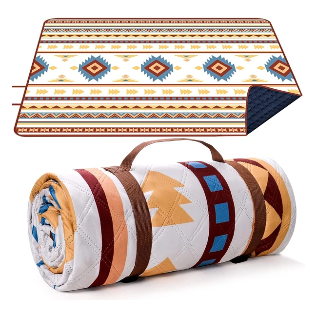 Waterproof Picnic Blanket 200x200cm - Large Beach Mat with Carrying Handle - Sandproof & Heatproof