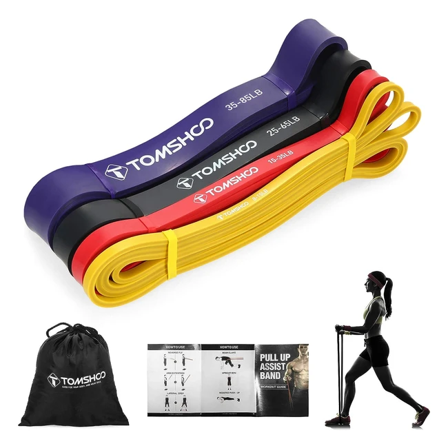 Set de bandas de resistencia Tomshoo, 5pcs, látex natural, anclaje de puerta, entrenamiento de fuerza
