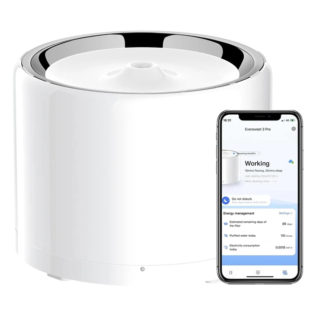 PETKIT Wireless Water Pump - Automatischer intelligenter Trinkbrunnen für Katzen und Hunde, Edelstahlauskleidung, keine Bakterienbildung