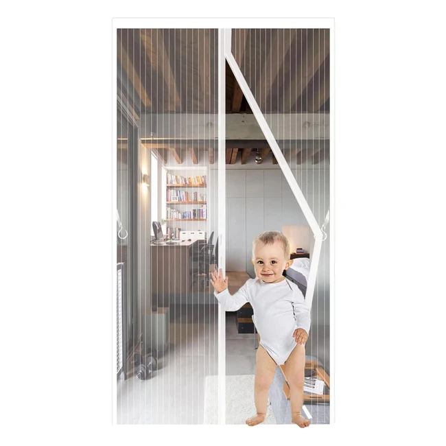 Mosquitera puerta magnética blanca 95x210cm - Anti mosquito, se cierra automáticamente