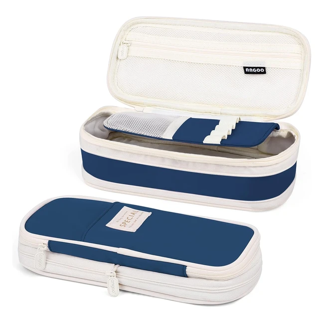 Estuche Escolar Mamowla de Gran Capacidad | Expandible | Estuches Lápices Multifuncional | Portable | Para Niñas, Niños, Adolescentes, Estudiantes | Azul Oscuro