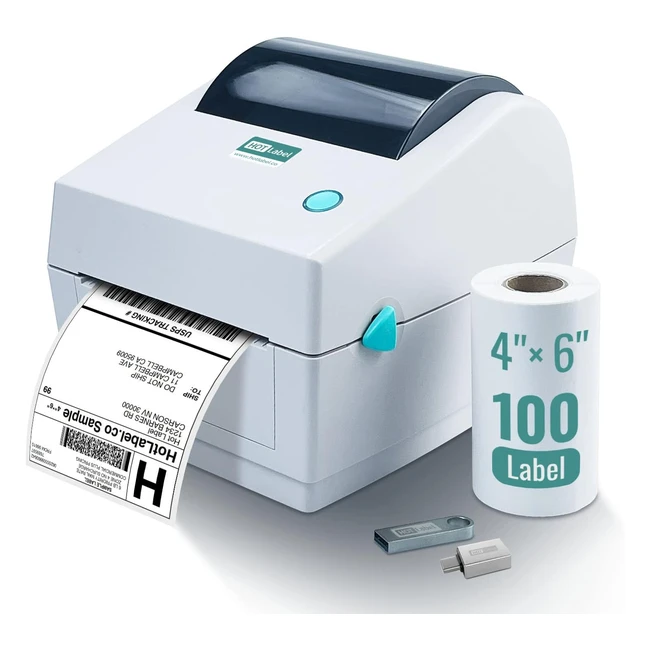 Impresora de Etiquetas Térmicas 4x6 - Hotlabel - Incluye Memoria USB y 100 Etiquetas