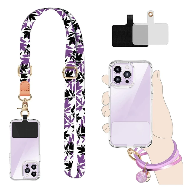 Ukon Phone Lanyard Crossbody Strap  Silicone Wrist Strap  Adjustable  2x Patc
