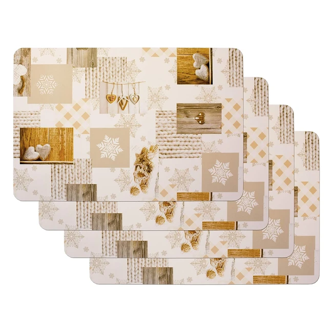 Set de table imprimé Noël Snow White - Napperon pour salle à manger - Tapis de table rectangulaire 4 pièces 45x30cm