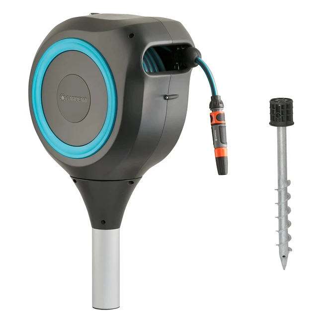 Gartenschlauchbox Rollup M Türkis 20m | Automatisches Aufrollen | UV- und frostgeschützt