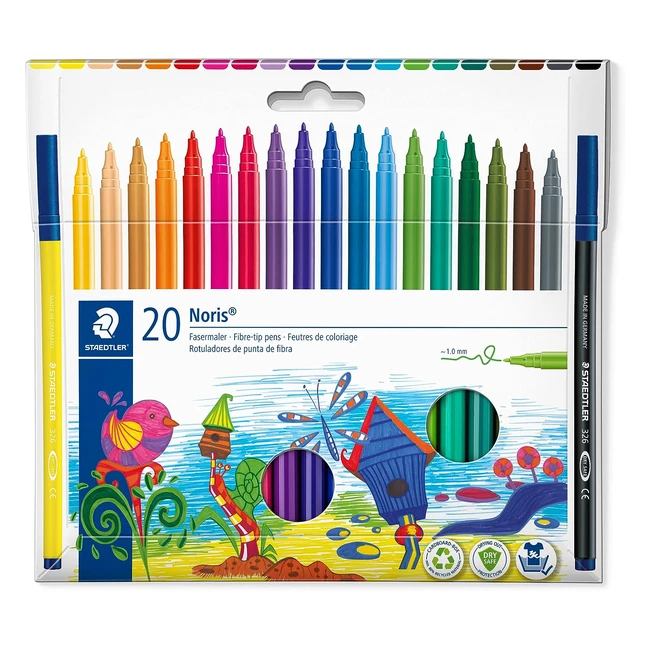 Staedtler 326 C20 Fibretip Pen - Pack of 20 - Assorted Colors