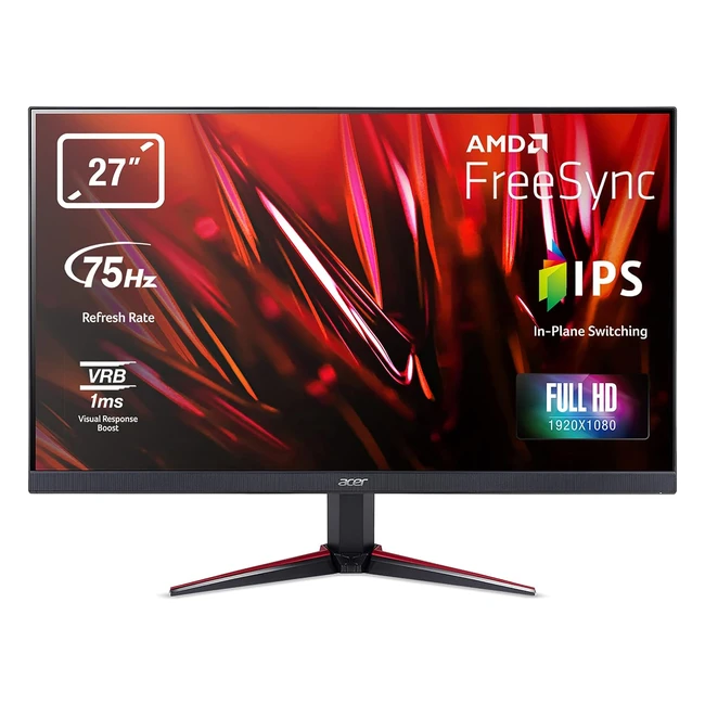 Acer Nitro VG270BMIIFX - Écran PC Gaming 27'' Full HD IPS 75 Hz 1920x1080 16:9 AMD FreeSync 1 ms VRB 250 nits BluelightShield Flickerless - HDMI/VGA/DP - Moniteur PC Inclinable