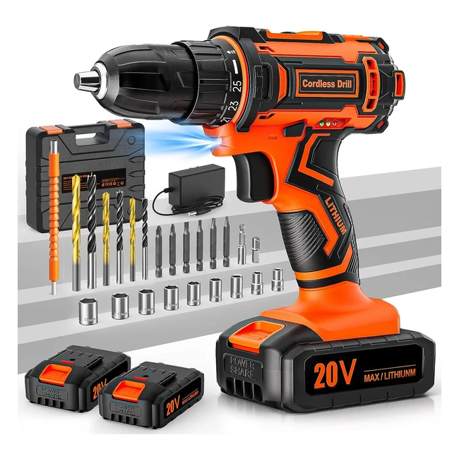 Powerful Cordless Drill Set 20V - ACmaker 42Nm Electric Screwdriver