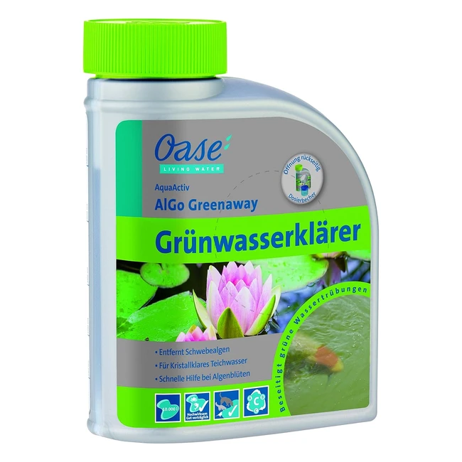 Oase AquaActiv Algo Greenaway 500 ml - Effektiver Teichpflegemittel gegen Schweb