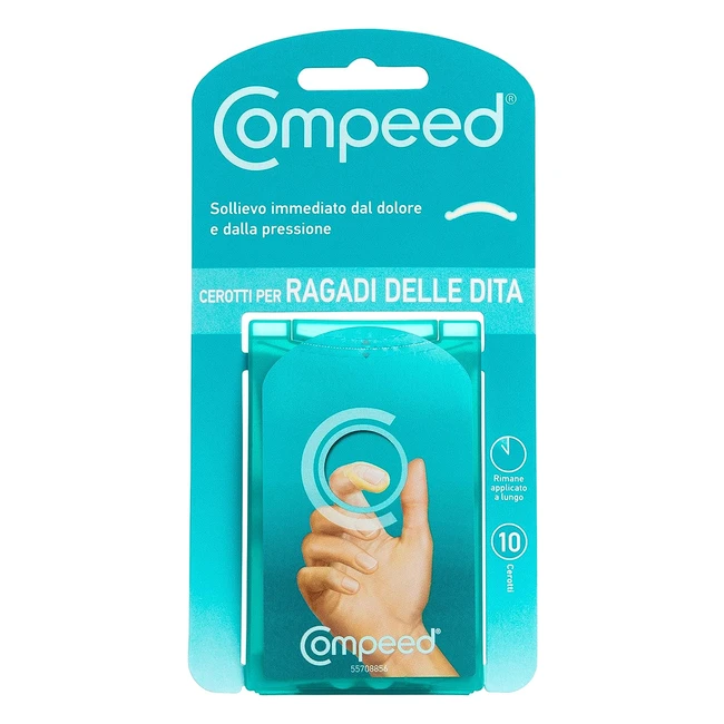Compeed Cerotti per Ragadi delle Dita - Sollievo Immediato e Lunga Durata - 10 Cerotti