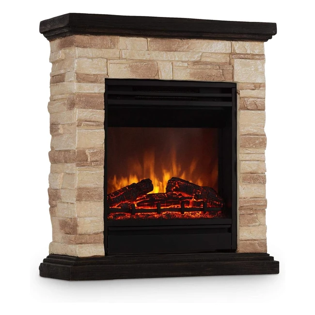 Chimenea eléctrica Klarstein Kaprun Bull 1800W - Efecto llameante, piedra simulada - Negro y marrón