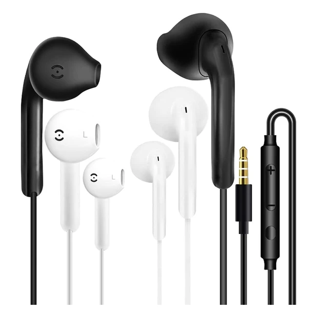 3 Pack Wired Earphones In Ear Headphones - High Definition Sound Quality - Compatible with iPhone Samsung Huawei - Noise Isolating Headset