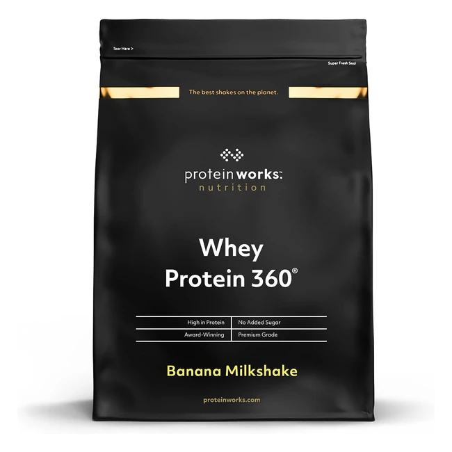 Proteine Whey 360 in Polvere - Banana Vellutata - Alta Contenuto Proteico - Senza Zuccheri - Basso Contenuto di Grassi