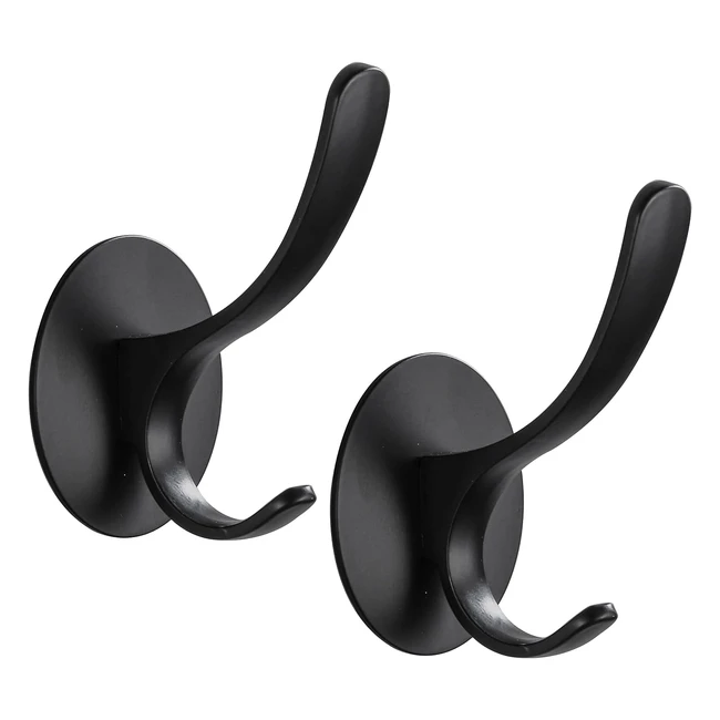 Ganchos adhesivos Geruike para toallas de acero inoxidable - ¡Organiza tu hogar sin daños! (2 piezas, negro)